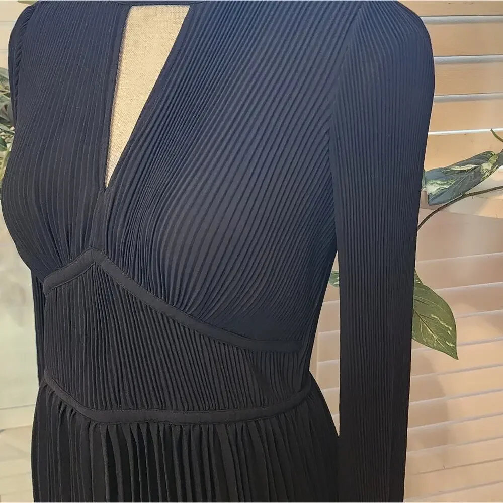 MICHAEL KORS NEW BLACK  PLEATED MINI DRESS PS 1267